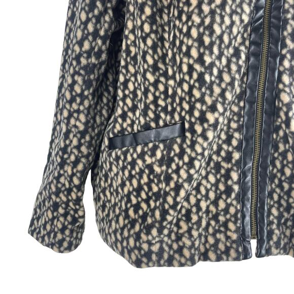 Bob Mackie Fleece Printed Front Zip Long Sleeve Jacket Artsy Brown Size L - Picture 5 of 8